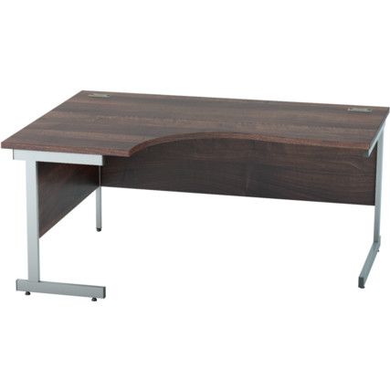 1600mm Crescent Left Hand Cantilever Desk Silver/Walnut