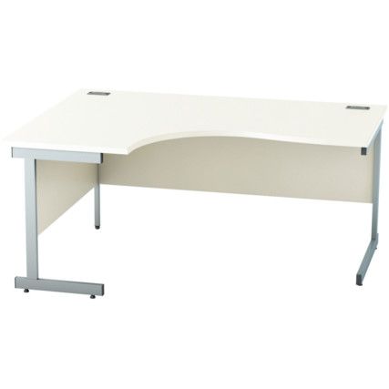 1600mm Crescent Left Hand Cantilever Desk Silver/White