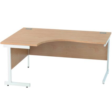 1600mm Crescent Left Hand Cantilever Desk White/Beech