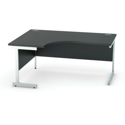 1600mm Crescent Left Hand Cantilever Desk White/Black