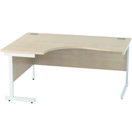 1600mm Crescent Left Hand Cantilever Desk White/Maple