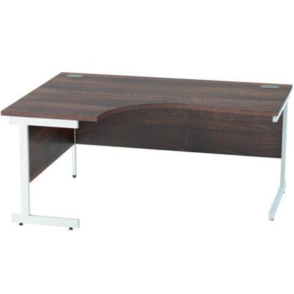 1600mm Crescent Left Hand Cantilever Desk White/Walnut