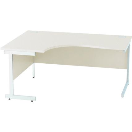 1600mm Crescent Left Hand Cantilever Desk White/White