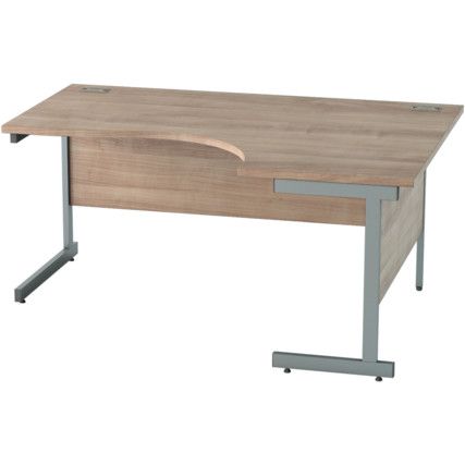 1600mm Crescent Right Hand Cantilever Desk Grey/Birch