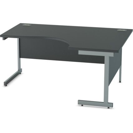 1600mm Crescent Right Hand Cantilever Desk Grey/Black