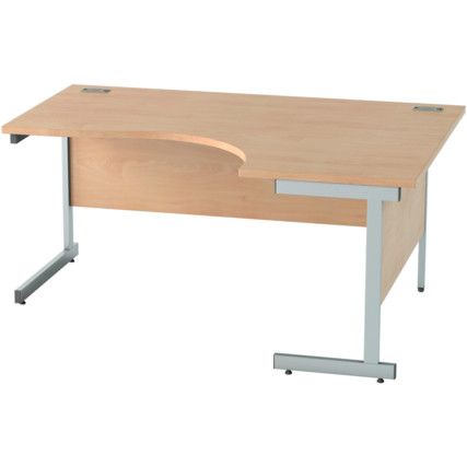 1600mm Crescent Right Hand Cantilever Desk Silver/Beech