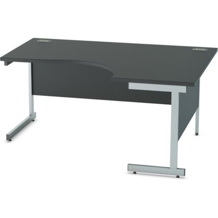 1600mm Crescent Right Hand Cantilever Desk Silver/Black