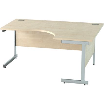 1600mm Crescent Right Hand Cantilever Desk Silver/Maple