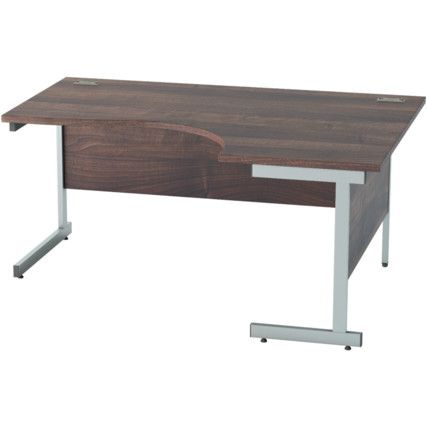 1600mm Crescent Right Hand Cantilever Desk Silver/Walnut