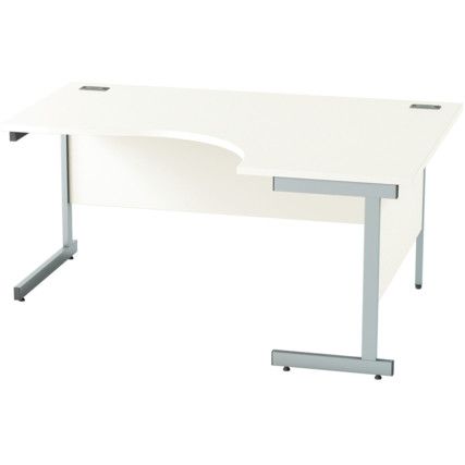 1600mm Crescent Right Hand Cantilever Desk Silver/White