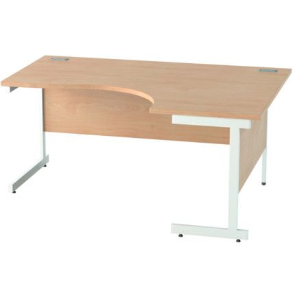 1600mm Crescent Right Hand Cantilever Desk White/Beech