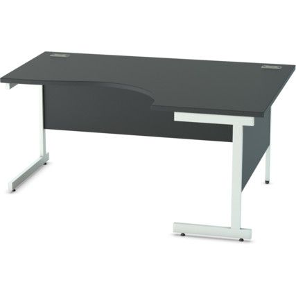 1600mm Crescent Right Hand Cantilever Desk White/Black