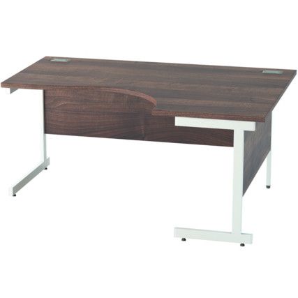 1600mm Crescent Right Hand Cantilever Desk White/Walnut