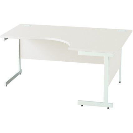 1600mm Crescent Right Hand Cantilever Desk White/White