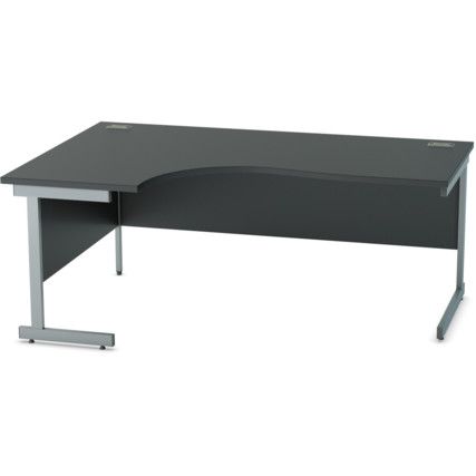 1800mm Crescent Left Hand Cantilever Desk Grey/Black