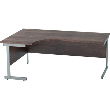 1800mm Crescent Left Hand Cantilever Desk Grey/Walnut