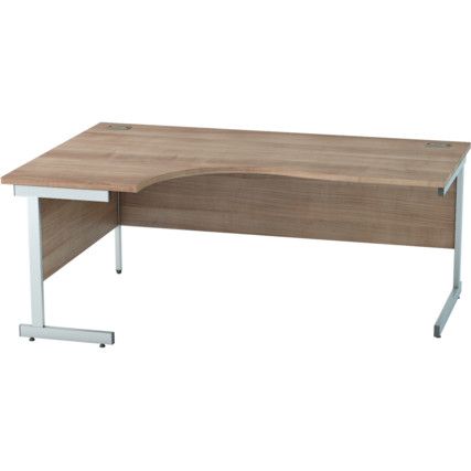 1800mm Crescent Left Hand Cantilever Desk Silver/Birch