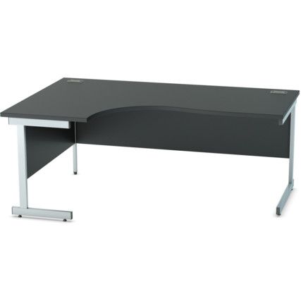 1800mm Crescent Left Hand Cantilever Desk Silver/Black