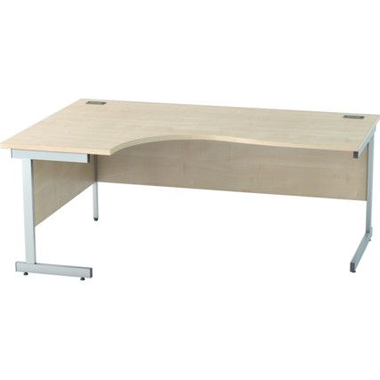 1800mm Crescent Left Hand Cantilever Desk Silver/Maple