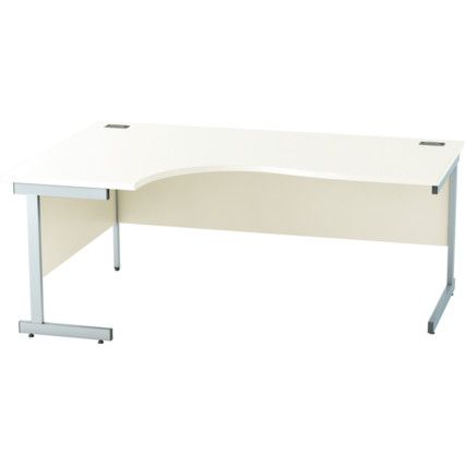 1800mm Crescent Left Hand Cantilever Desk Silver/White