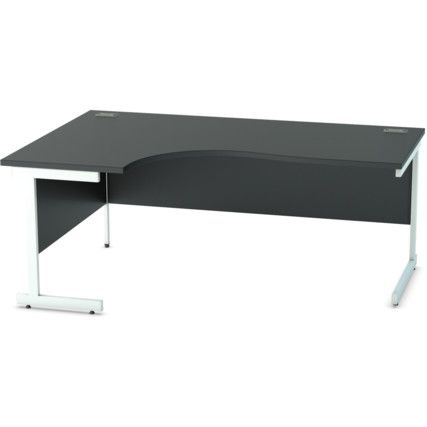 1800mm Crescent Left Hand Cantilever Desk White/Black