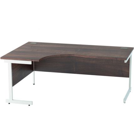 1800mm Crescent Left Hand Cantilever Desk White/Walnut