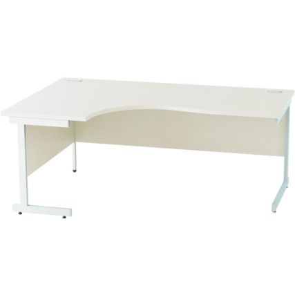 1800mm Crescent Left Hand Cantilever Desk White/White