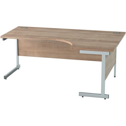 1800mm Crescent Right Hand Cantilever Desk Silver/Birch