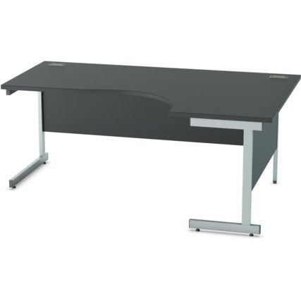 1800mm Crescent Right Hand Cantilever Desk Silver/Black