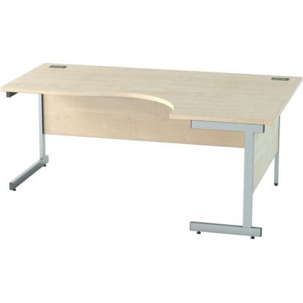 1800mm Crescent Right Hand Cantilever Desk Silver/Maple