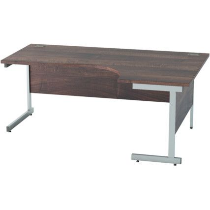 1800mm Crescent Right Hand Cantilever Desk Silver/Walnut