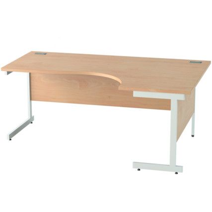 1800mm Crescent Right Hand Cantilever Desk White/Beech