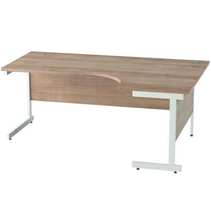 1800mm Crescent Right Hand Cantilever Desk White/Birch