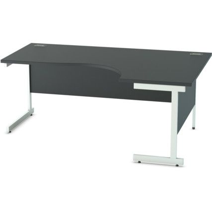 1800mm Crescent Right Hand Cantilever Desk White/Black