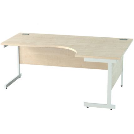 1800mm Crescent Right Hand Cantilever Desk White/Maple