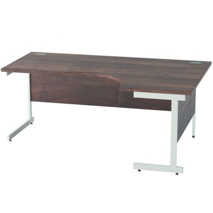 1800mm Crescent Right Hand Cantilever Desk White/Walnut