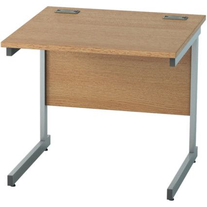 800mm Rectangular Cantilever Desk Silver/Light Oak