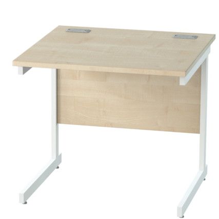 800mm x 600mm Rectangular Shallow Cantilever Desk White/Maple