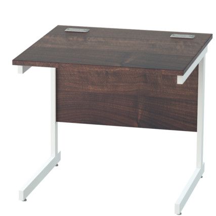 800mm x 600mm Rectangular Shallow Cantilever Desk White/Walnut