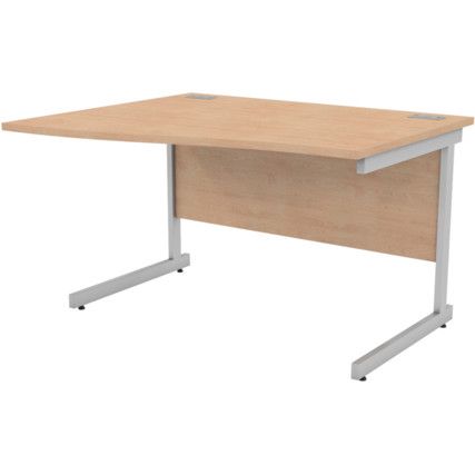 1200mm Wave Left Hand Cantilever Desk Silver/Beech