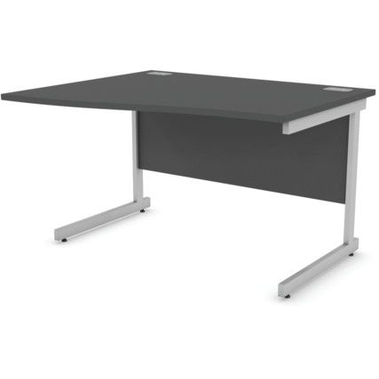 1200mm Wave Left Hand Cantilever Desk Silver/Black