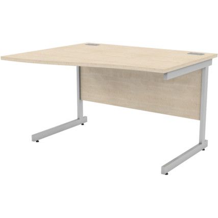 1200mm Wave Left Hand Cantilever Desk Silver/Maple