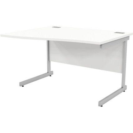 1200mm Wave Left Hand Cantilever Desk Silver/White