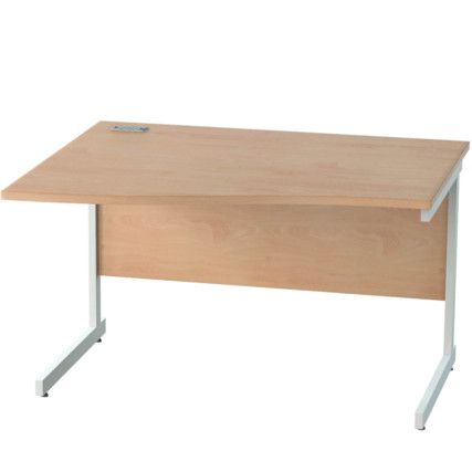 1200mm Left Hand Wave Cantilever Desk White/Beech