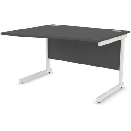 1200mm Left Hand Wave Cantilever Desk White/Black