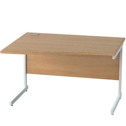 1200mm Left Hand Wave Cantilever Desk White/Light Oak