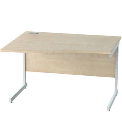 1200mm Left Hand Wave Cantilever Desk White/Maple