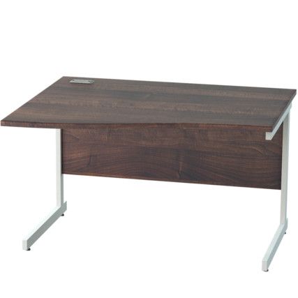 1200mm Left Hand Wave Cantilever Desk White/Walnut