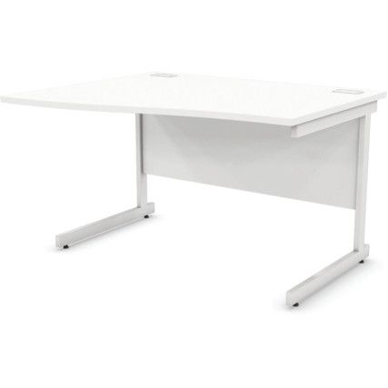 1200mm Left Hand Wave Cantilever Desk White/White