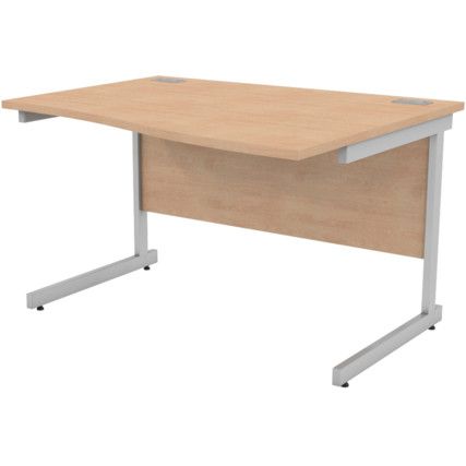 1200mm Wave Right Hand Cantilever Desk Silver/Beech